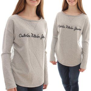 Womens NEW Calvin Klein Jeans Embellished Gray Sweatshirt MEDIUM